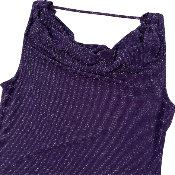 Jennifer Lopez size small sparkly purple sleeveless top with cowl neck - Picture 7 of 11
